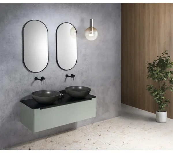 Sapho - Lavoar pentru blat TURF Ø 44 cm, beton/granit negru