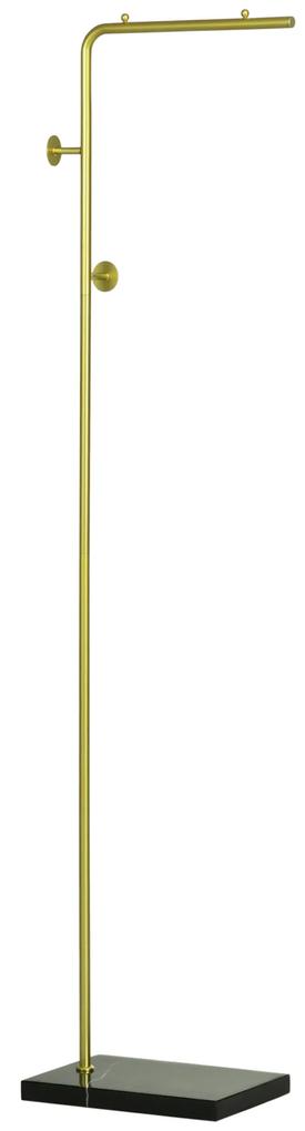 HOMCOM Raft Decorativ cu 2 Cârlige, pentru Intrare, Dormitor, Sufragerie, din Metal și Marmură, 35x25x170 cm, Auriu și Negru | Aosom Romania