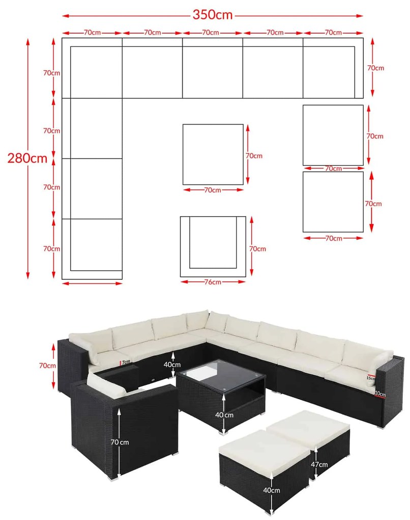 Deuba Set de ratan de grădină Agen II