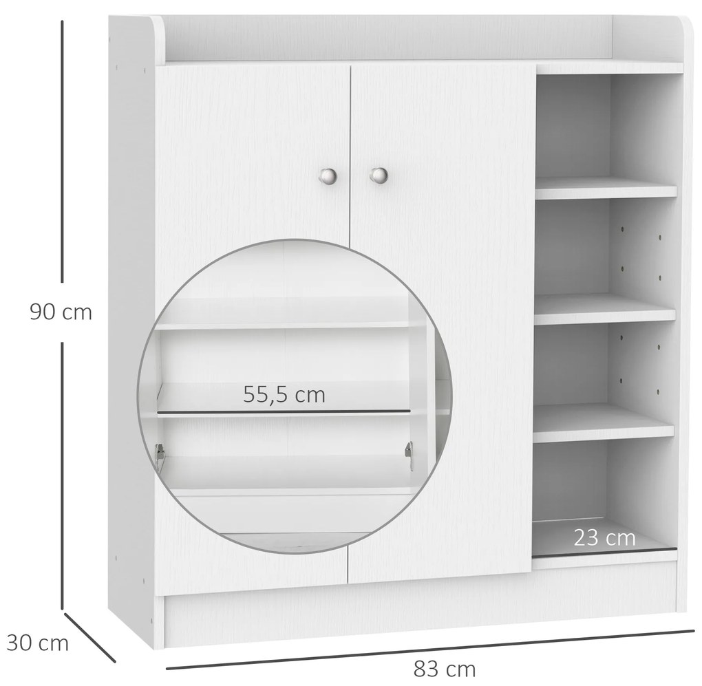 HOMCOM pantofar cu rafturi, 83x30x90cm, alb | Aosom Romania