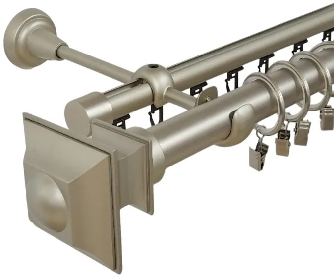 Galerie dubla verdi , teava neteda si profil,grosime 25 si 19mm, crom mat (Alege marime: 300 cm)