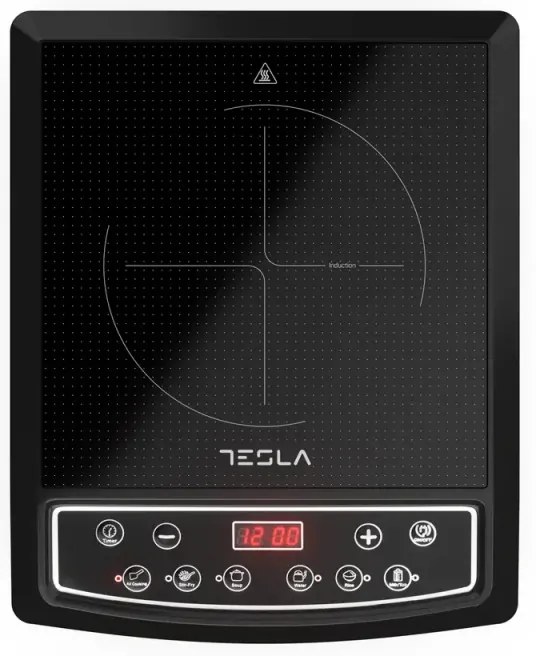 Plita cu inductie Tesla IC200B, 1500W, Ceramica, Afisaj digital, 8 trepte, 6 programe, Timer, Negru