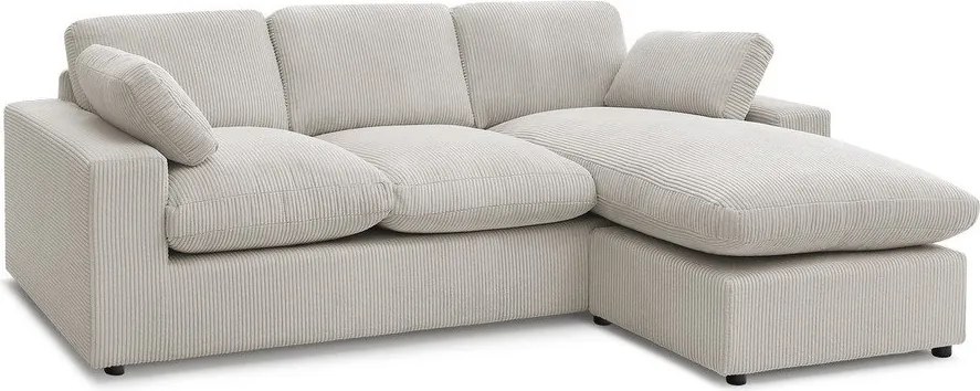 Colțar bej cu tapițerie din catifea reiată Belair – Bobochic Paris