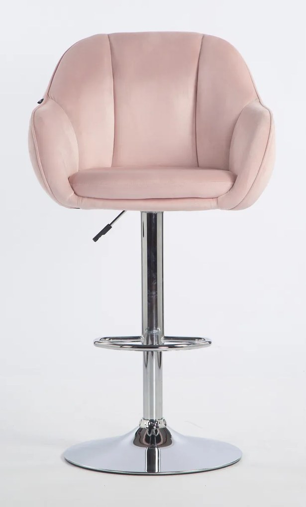 HR12055W Scaun Roz Pudra din Catifea cu Bază Cromata
