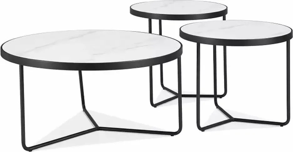 Set măsuțe de cafea Demeter alb mat / negru mat ø80/h40 cm