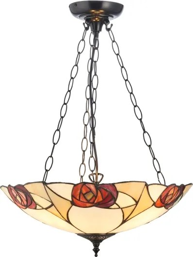 Endon 111879 - Candelabru pe lanț Tiffany INGRAM 3xE27/10W/230V, diam. 45 cm