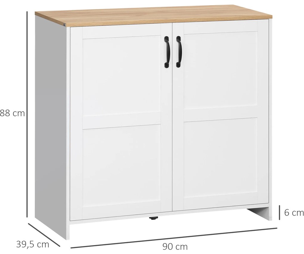 HOMCOM Dulap mobilier bufet bucătărie cu 2 uși și 2 rafturi reglabile 90 x 39,5 x 88 cm | Aosom Romania