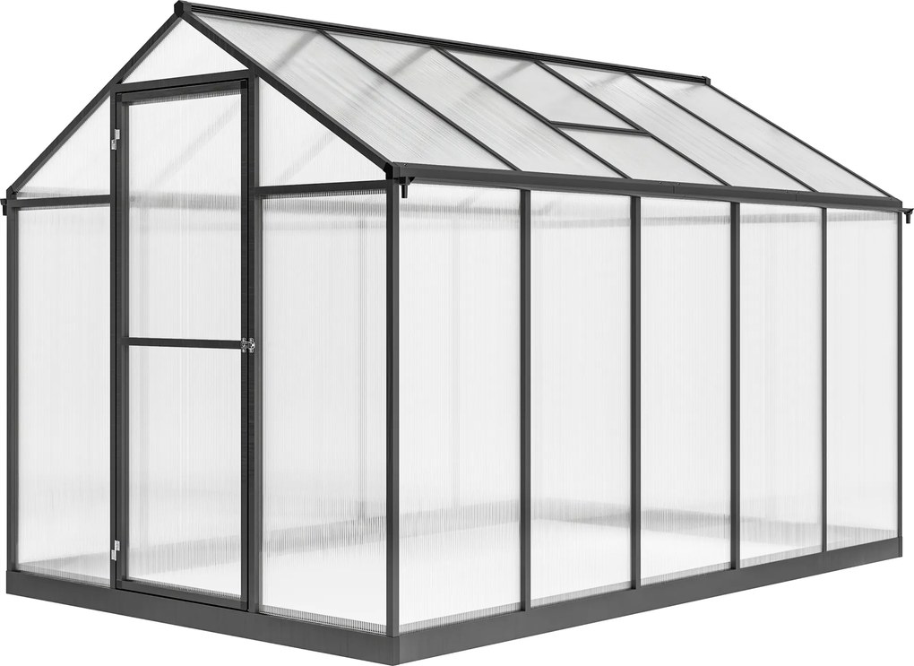 Outsunny Seră de grădină din aluminiu și policarbonat, cu ferestre superioare reglabile 303x183x195cm transparent | Aosom Romania
