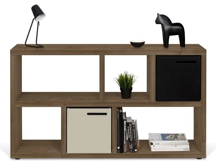 Bibliotecă maro cu aspect de lemn de nuc 150x83 cm Berlin – TemaHome