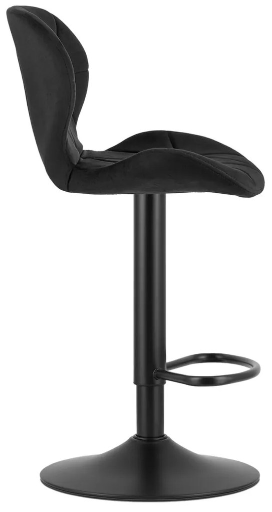 Scaun de bar cu picior negru WEST VELVET, negru