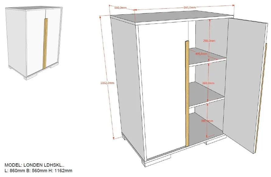 Dulap de copii pentru pat supraetajat Vipack London, alb