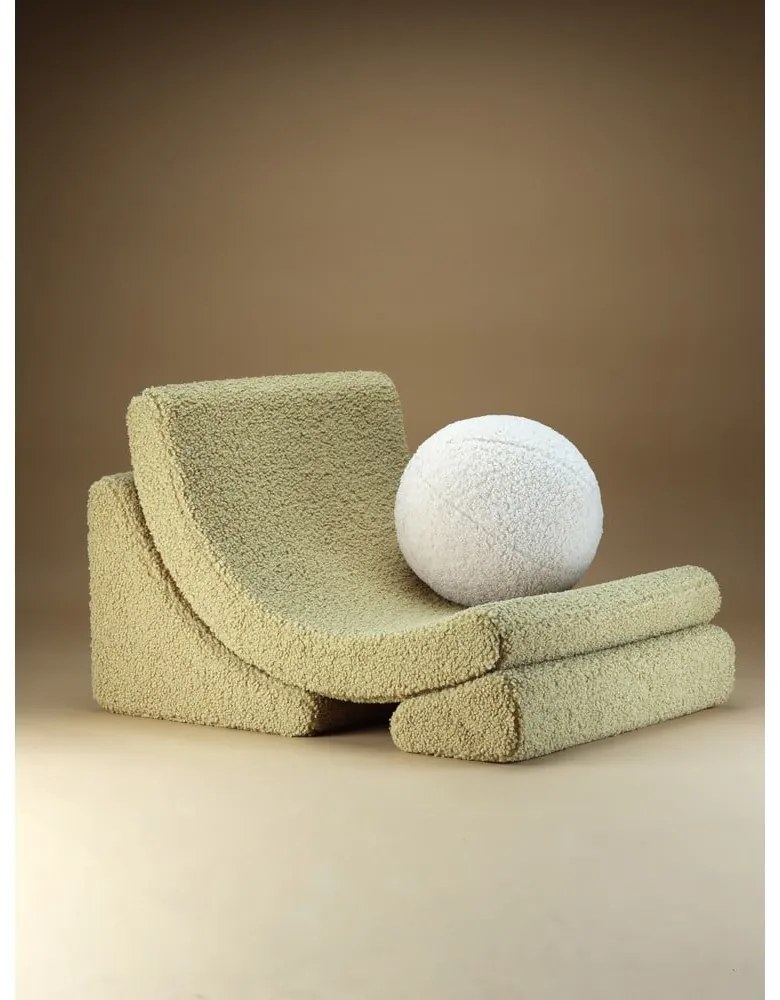 Fotoliu de copii verde cu tapițerie din țesătură bouclé Moon – Wigiwama