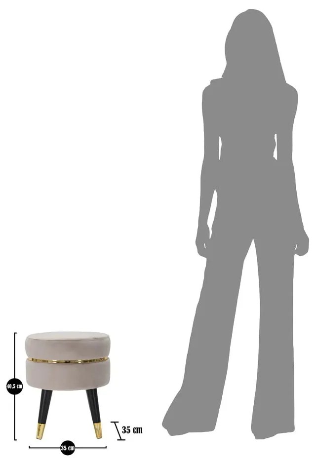 Taburet bej cu tapițerie din catifea Paris – Mauro Ferretti