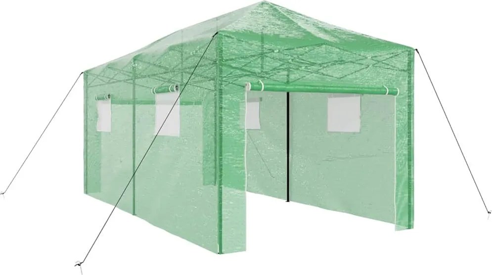 vidaXL Seră cu cadru pop-up cu acoperiș Verde 290 x 580 x 315 cm Fier