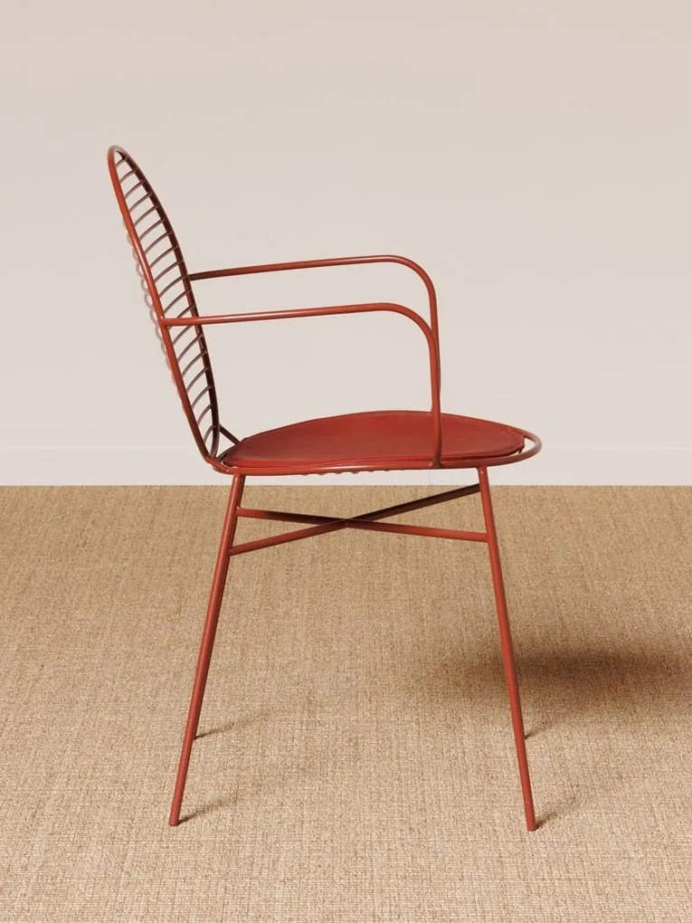 Scaun de exterior, rosu, din metal, Klara