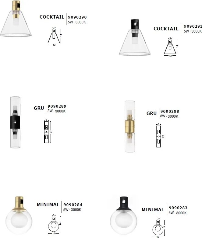 Accesoriu, Corp de iluminat pentru sistemul magnetic PUZZLE si GRAMMI, COCKTAIL alama satinata