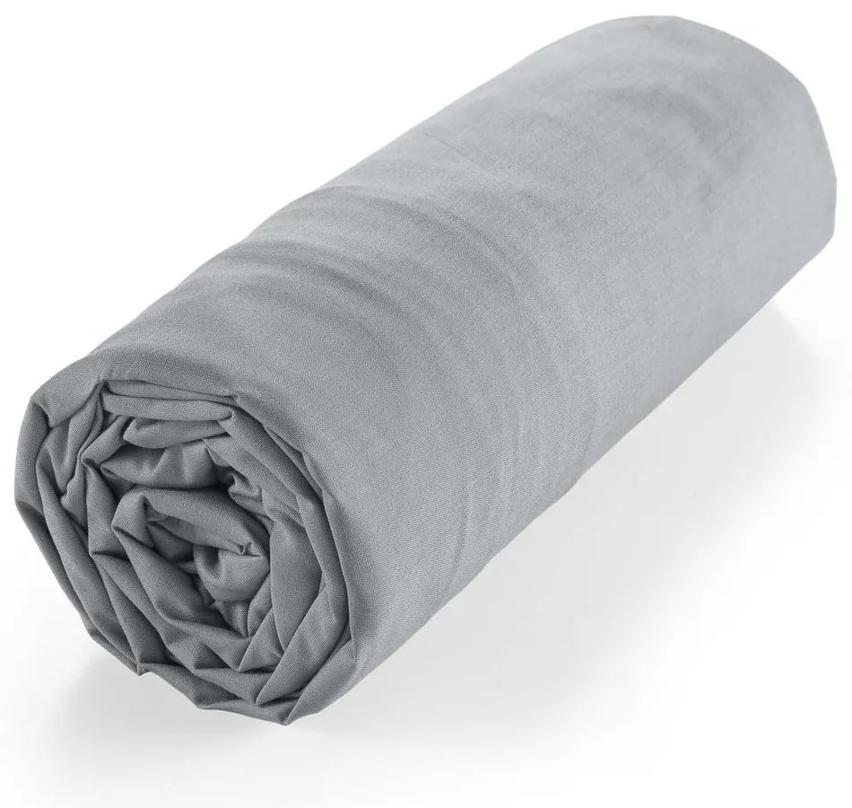Cearceaf gri din bumbac organic cu elastic 90x190 cm Biolina – douceur d'intérieur