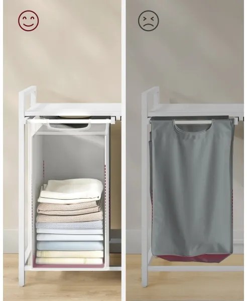 Coș pentru rufe REX alb/gri