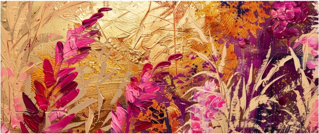 Tablou - Pictură abstractă de flori II. (120x50 cm)