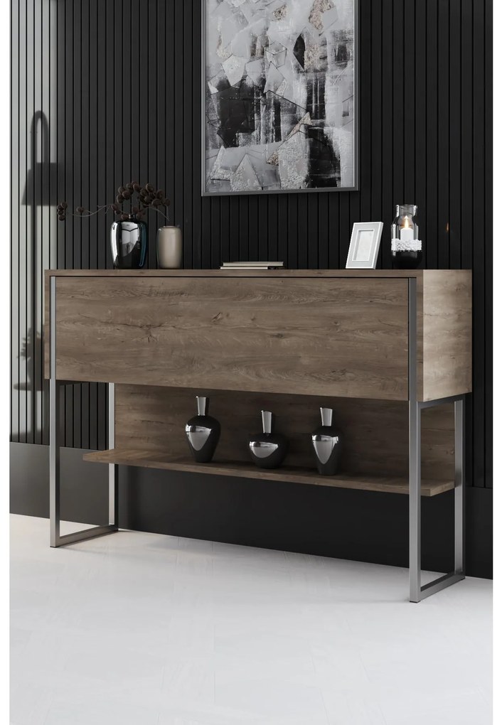 Măsuță consolă Luna 4 (Argintiu + Nuc) . 1102312