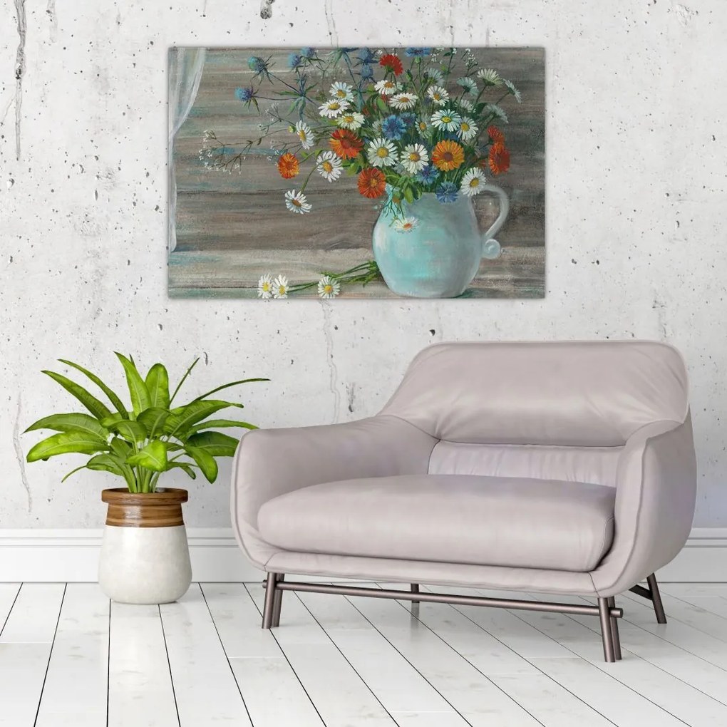 Tablou - Pictură în ulei, flori de câmp (90x60 cm)