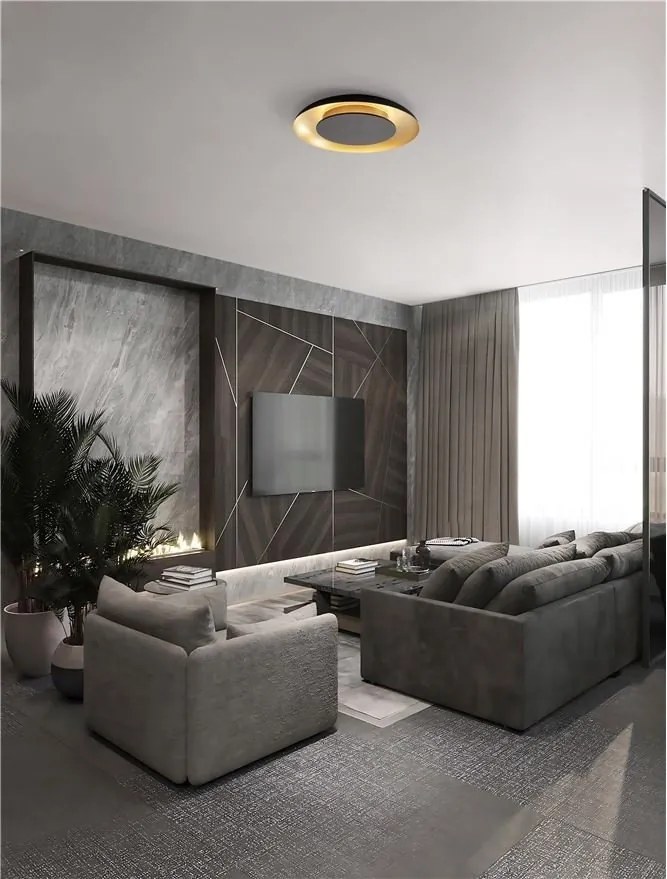 Plafoniera LED design modern EPOSI negru/auriu D-60cm