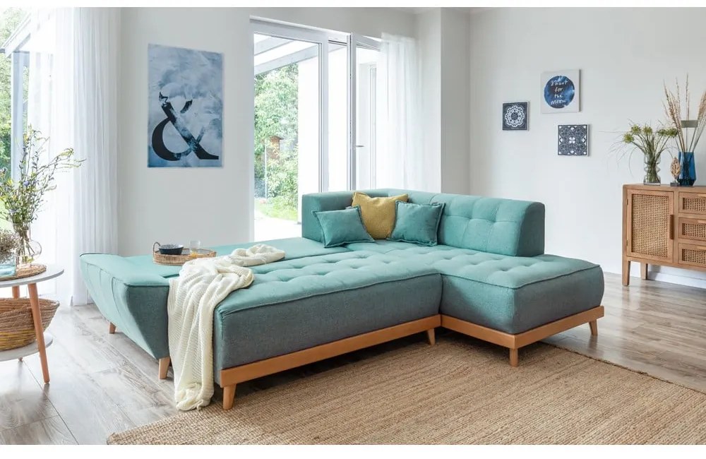 Colțar turcoaz extensibil (cu colț pe partea dreaptă) Dazzling Daisy – Miuform