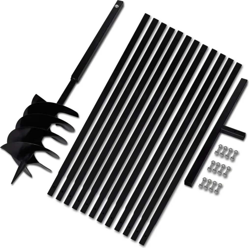 vidaXL Burghiu de sol cu mâner 200 mm cu tub prelungitor 13 m, oțel