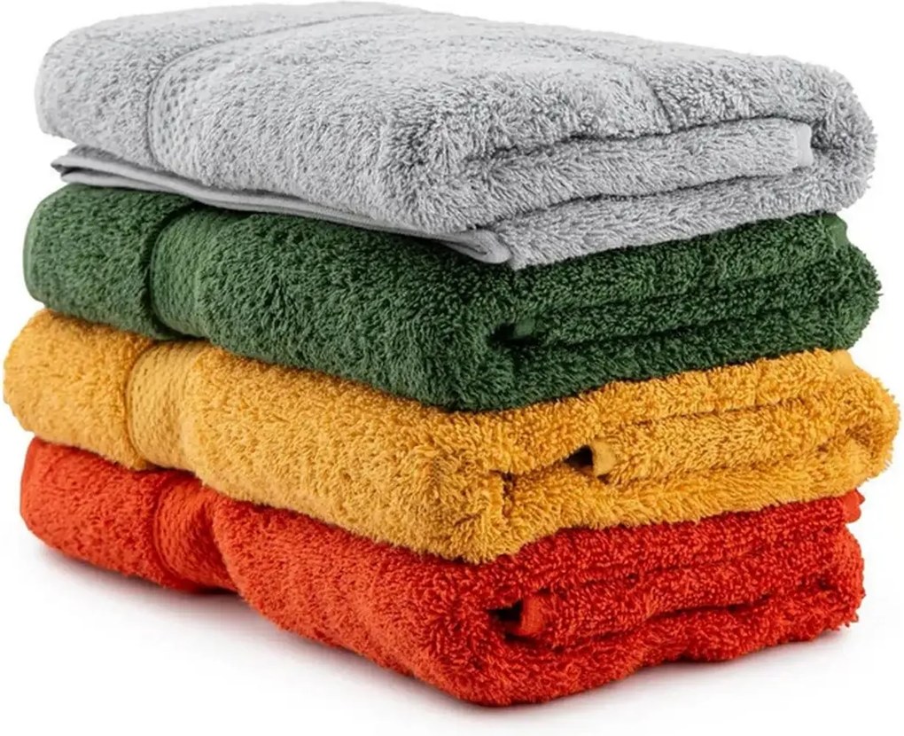 Set 4 prosoape baie 317HBY3333, multicolor, bumbac, 50x100 cm