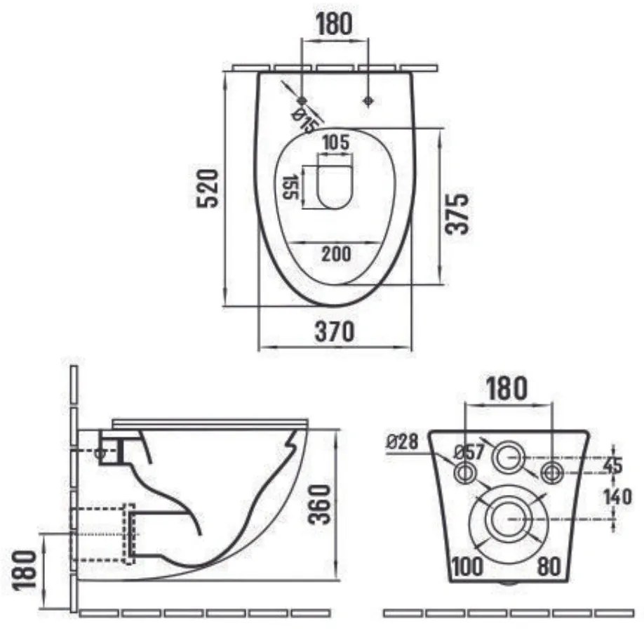 Set vas wc suspendat rimless cu capac soft close Alice, rezervor incastrat si clapeta alb mat Cersanit Base Circle