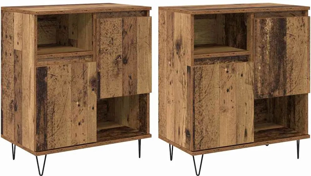 vidaXL Bufet 2 pcs Lemn vechi 60 x 35 x 70 cm