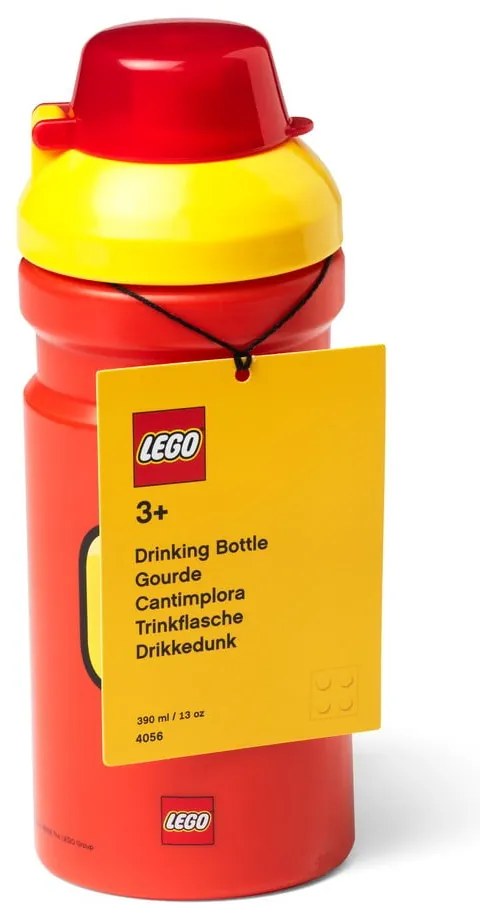 Sticlă pentru apă cu capac galben LEGO® Iconic, 390 ml, roşu