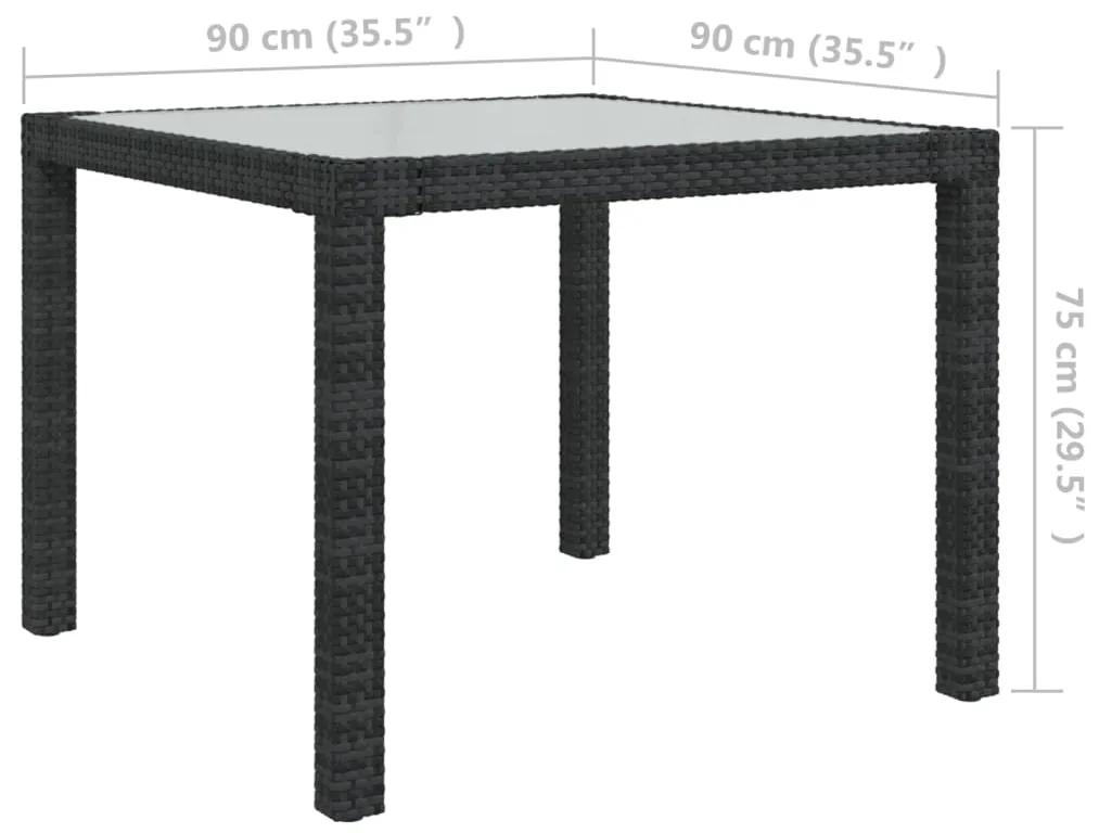 Set mobilier de exterior cu perne, 5 piese, negru, poliratan Alb si negru, Lungime masa 90 cm, 5