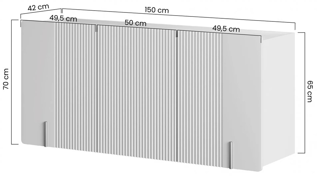 Comodă suspendată Malmi 150 cm cu trei uși - negru mat / auriu