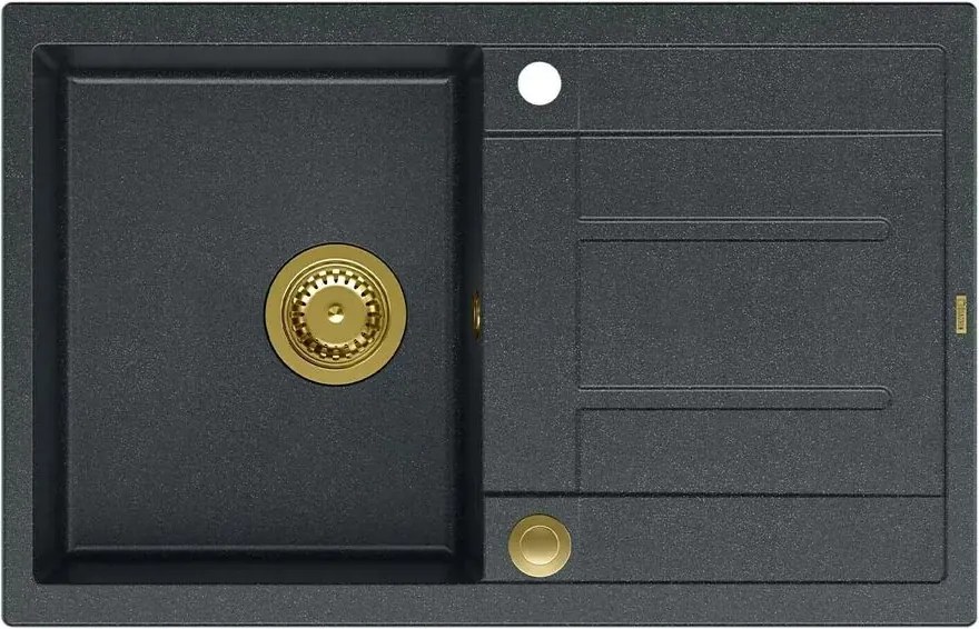 Chiuveta compozit incastrata Quadron Unique Morgan 111 negru - auriu 78x50 cm