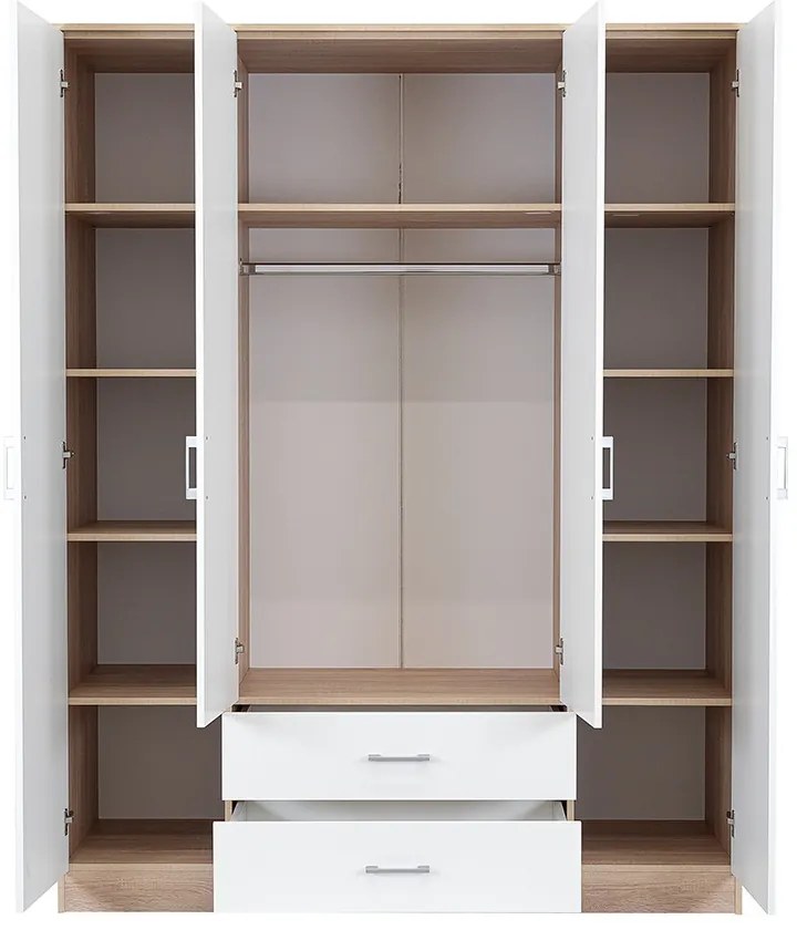 Dulap Miami 160x205 cm alb-stejar sonoma