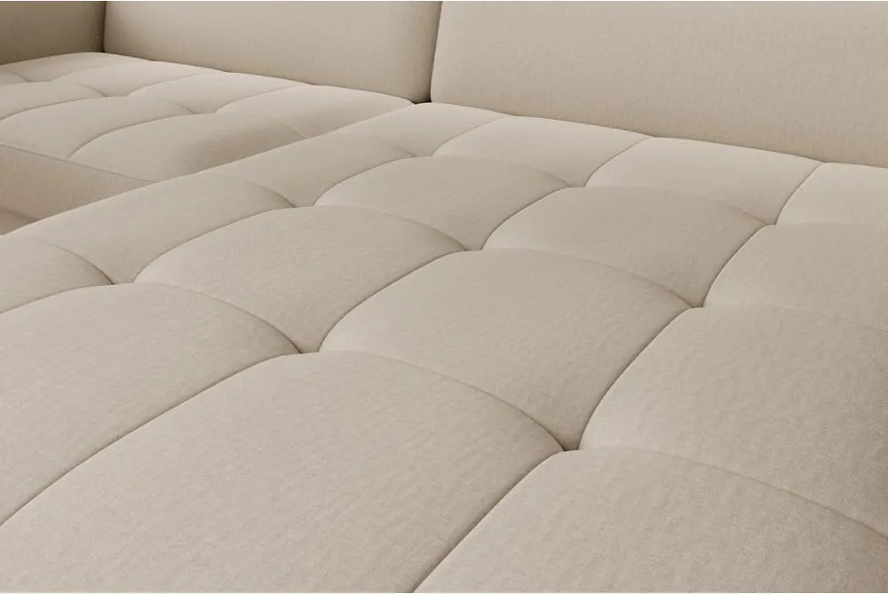 Colțar bej extensibil/cu spațiu de depozitare cu tapițerie din catifea (cu colț pe partea dreaptă/cu șezlong) Gomsi – ELTAP