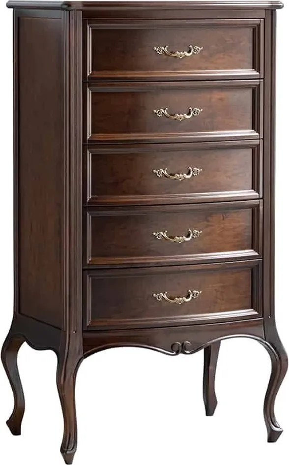 Comodă lemn masiv nuc Ambra, 74 × 52 × 133 cm