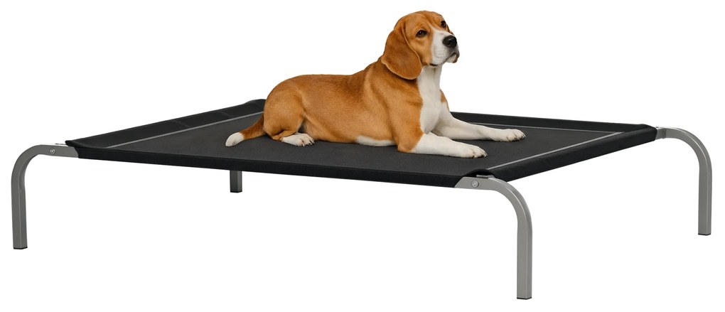 PawHut Pat pentru câine și pisică XL, confort maxim pe picioare, pat de tabără 110 x 75 x 20 cm, textilenă micro-perforată, negru | Aosom Romania