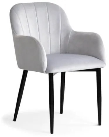 Scaun tapitat Tulip gri deschis/negru h84 cm
