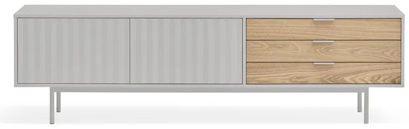 Comodă TV gri/în culoare naturală cu aspect de lemn de stejar 180x52 cm Sierra – Teulat