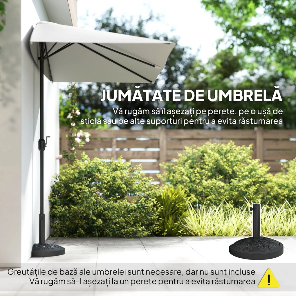 Outsunny Umbrar de Perete Semicircular cu Manivelă, Design Compact pentru Terase și Balcoane, Crem | Aosom Romania