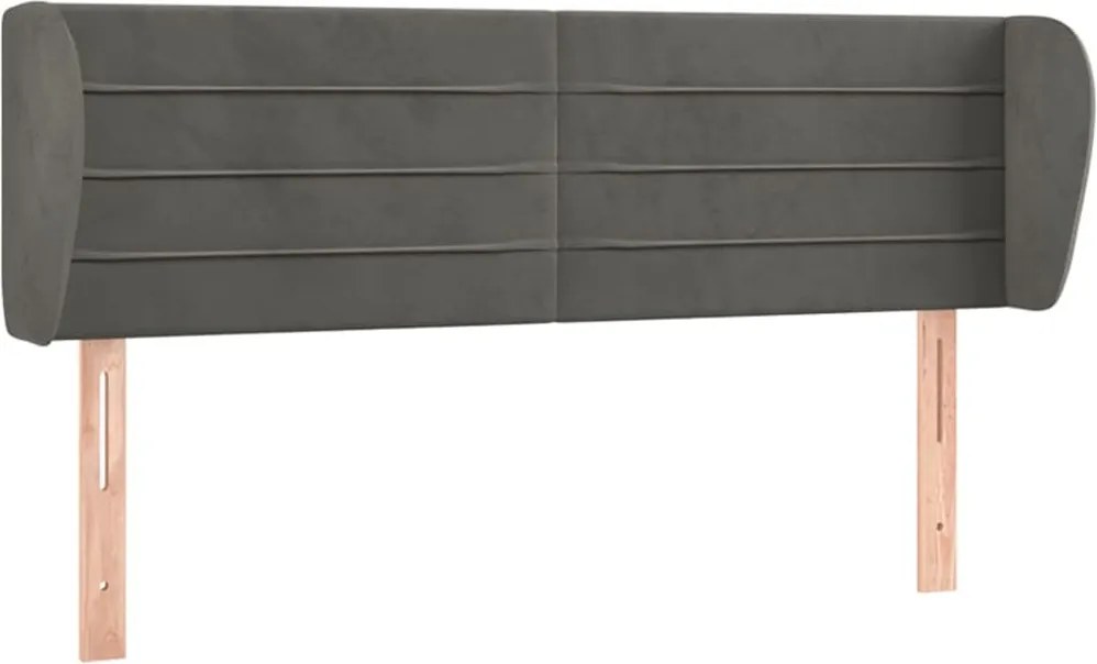 vidaXL Tăblie de pat cu aripioare gri închis 147x23x78/88 cm catifea