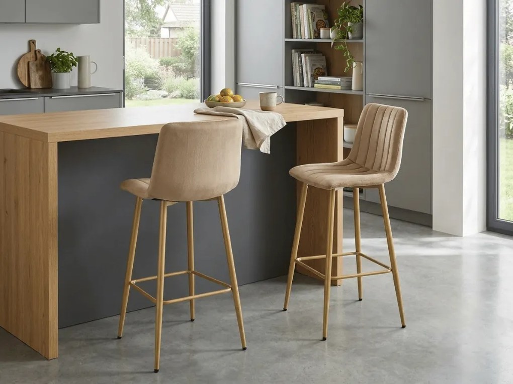 Scaun de bar POZZA VELVET, maro deschis