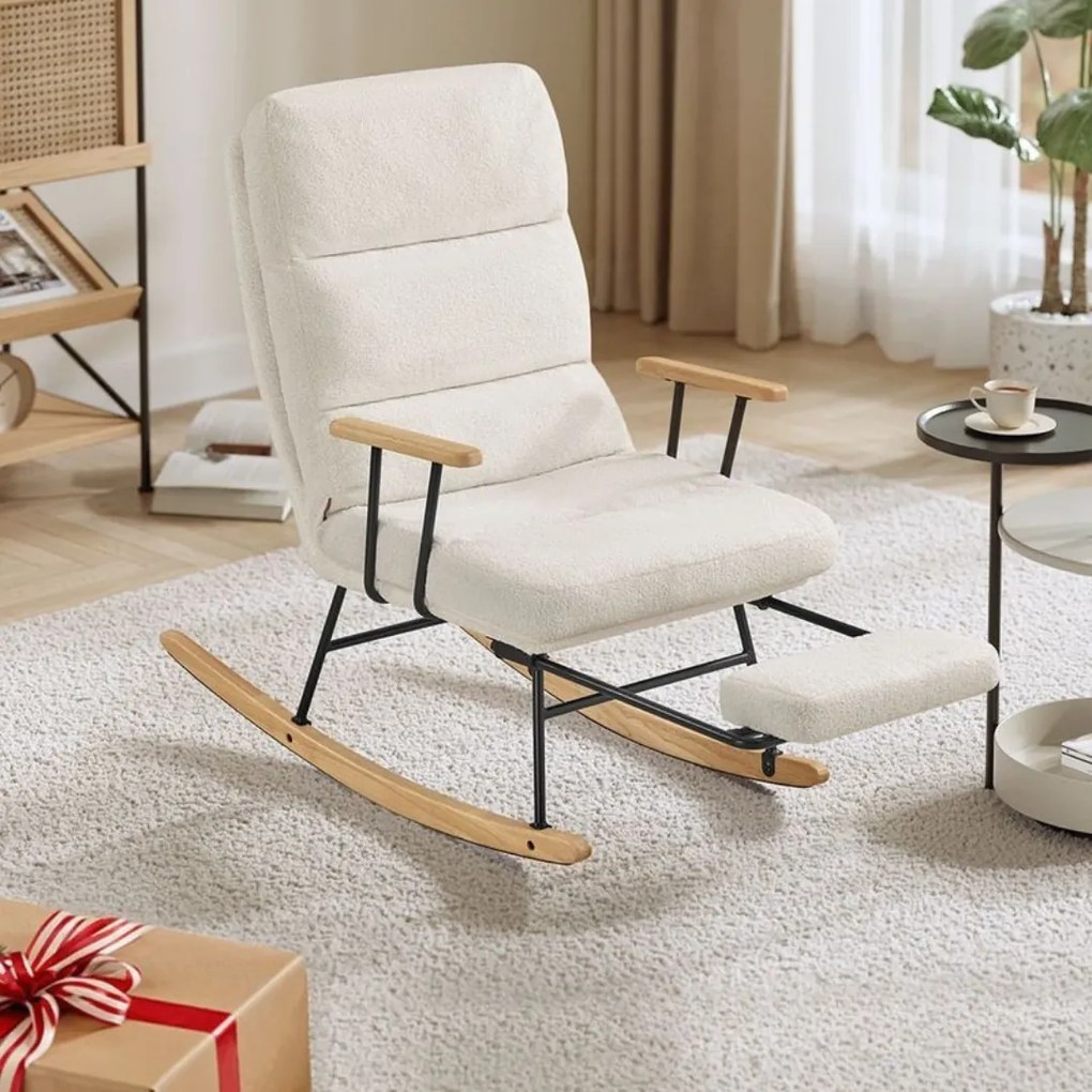 Scaun balansoar ROCKY, 97x67x100cm, crem SongmicsHome