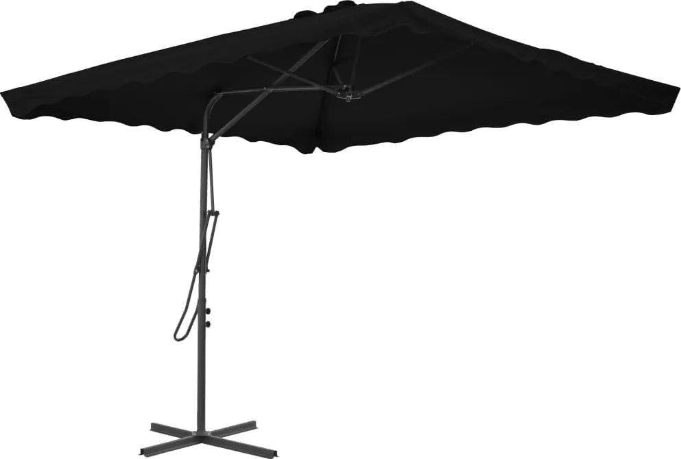 vidaXL Umbrelă de grădină, stâlp din oțel, negru, 250x250x230 cm