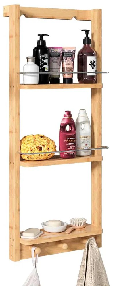 Raft suspendat pentru baie BAMBOO, 28,5x10x70cm, 3 rafturi, maro Casaria