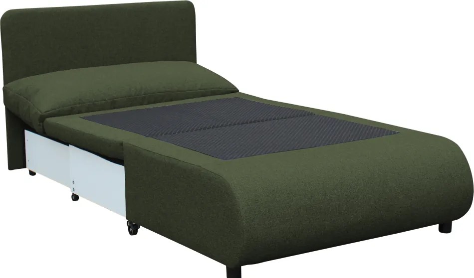 Fotoliu extensibil cu spaţiu de depozitare, verde, FLIK