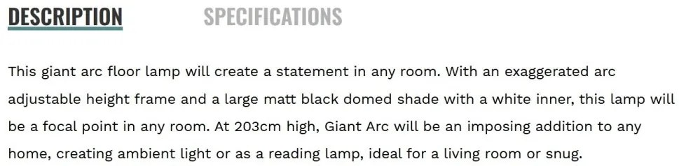 Lampadar/Lampa de podea tip arc Giant
