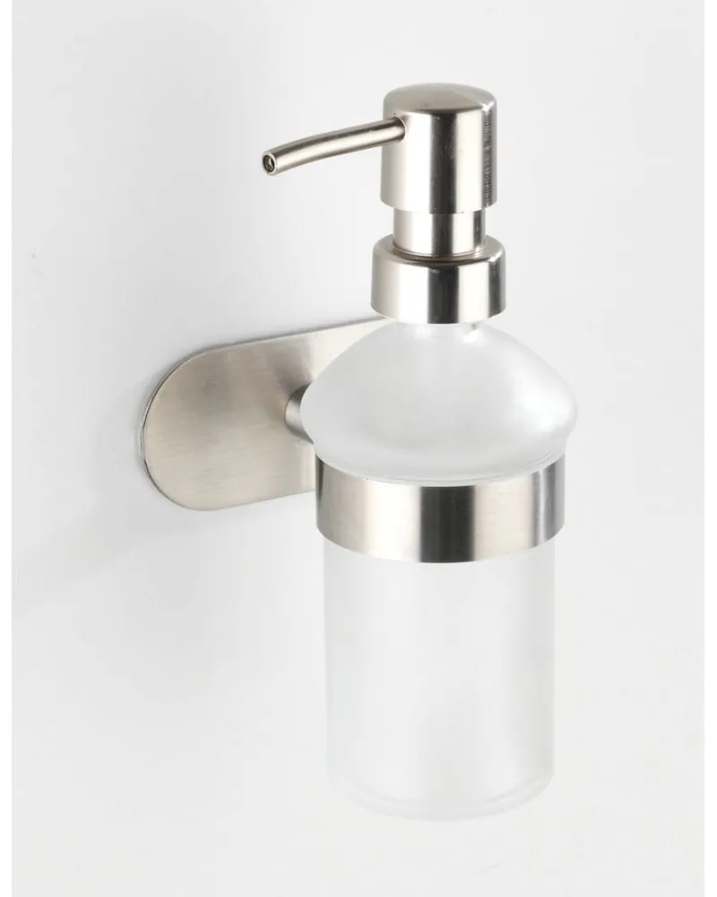 Dozator de săpun lichid argintiu mat autoadeziv din sticlă 200 ml Orea – Wenko